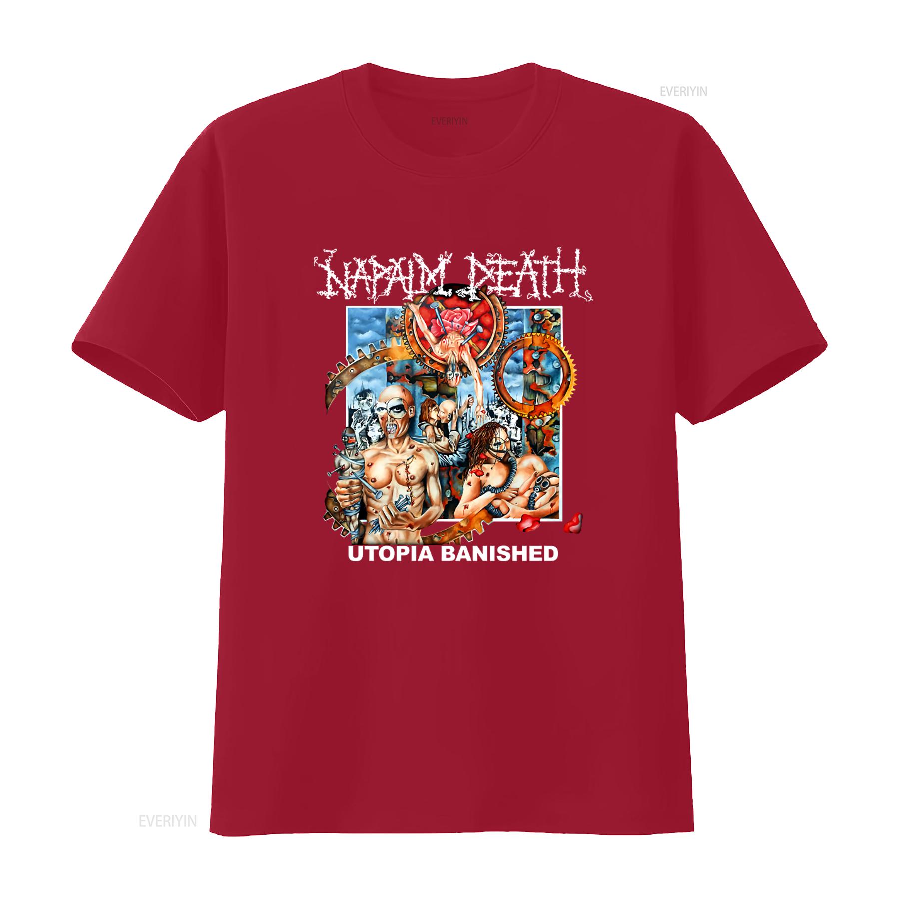 

2 Sided Napalm Death Utopia Banished T Shirt Punk Rock Art Print vintage Washed Casual Stylish Top For Everyday Wear fashion S