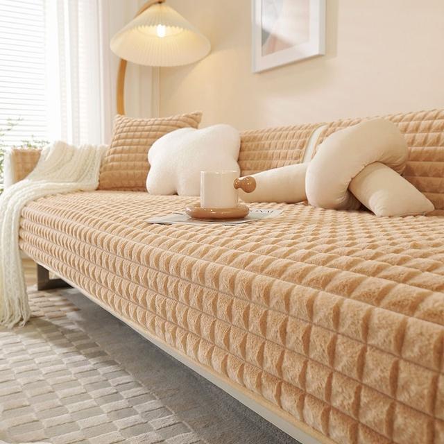 Tjock Plysch Sofföverdrag Nordiskt Soffkuddsöverdrag Handduk Matta Varmare Halkfria Sofföverdrag För Vardagsrumsinredning Enfärgat