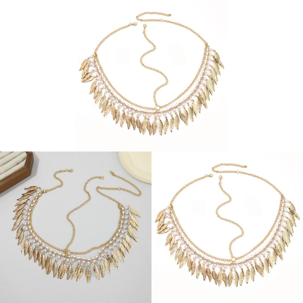 Fashion Gold Leaf Tassel Head Chain For Summer Vacation And Travel