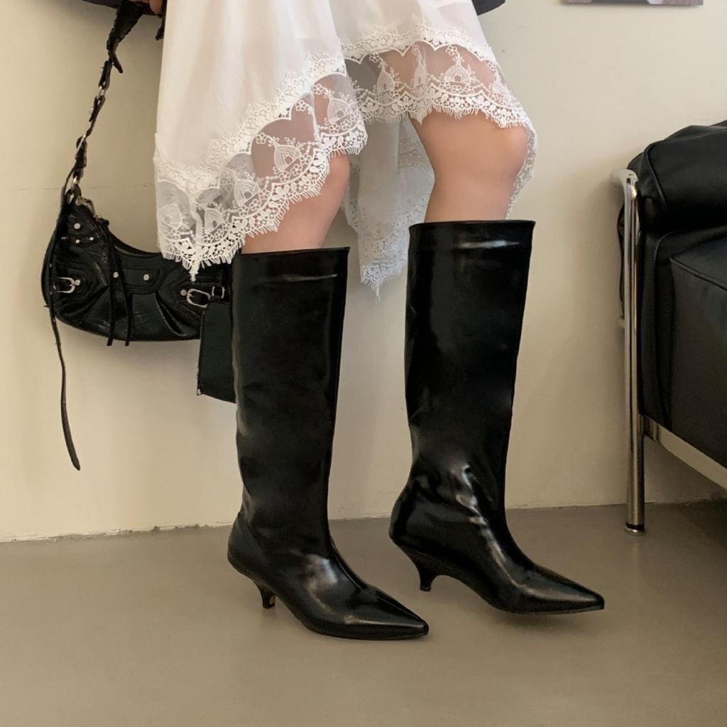 2025 New Summer Pointed Thin High Heel Tall Tube Thin Fashion Martin Women's Boots Knight Women's Knight Long Women's Boots