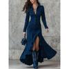 English Dress Long Sleeve Round Neck Zip Back Asymmetrical Hem For Casual Autumn