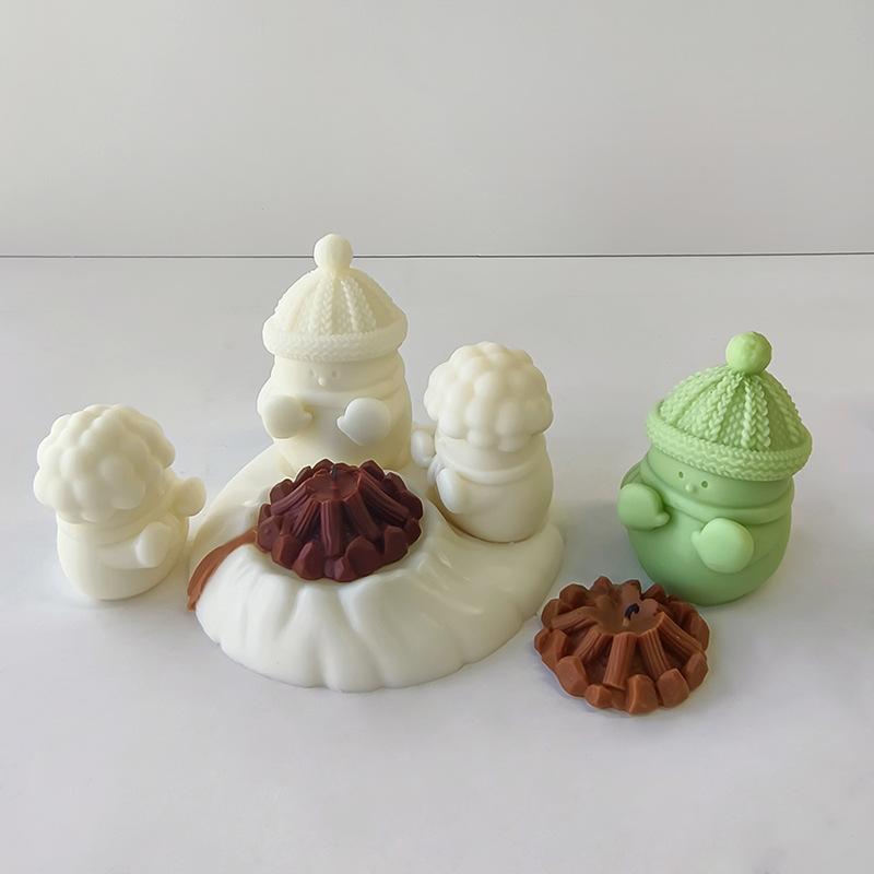 Creative Christmas Set Snowman Silicone Mold Handmade Gift Christmas Decoration DIY Aroma Candle Plaster Ornaments Mould
