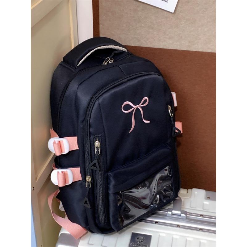 

Wind high value versatile girl small schoolbag large capacity small junior high school student embroidered bow backpack