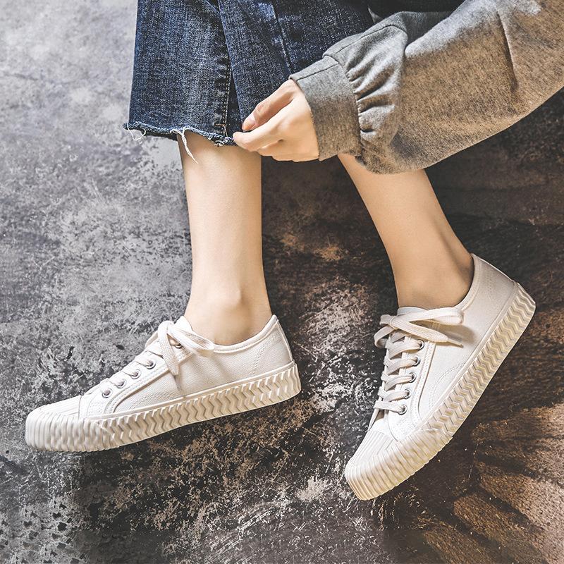 Fashion Women's Vulcanized Casual Sneakers Low Cut Student Fashion Ins Trendy Flat Canvas Shoes All Season Versatile