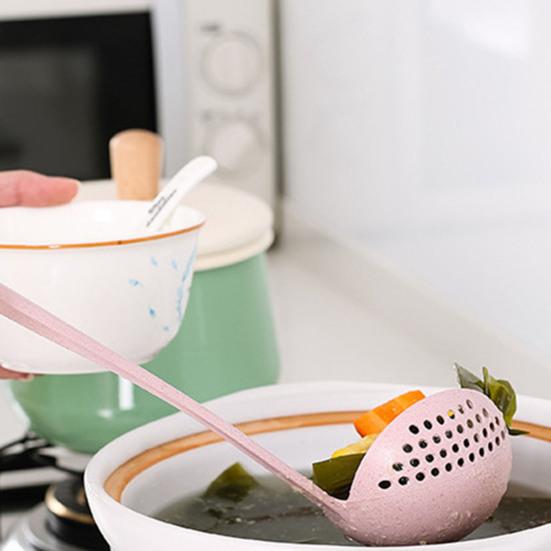 2-In-1 Long Handle Soup Ladle with Strainer Soup Spoon Essential Kitchen Tool for Cooking