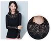 Yuoku Round Neck Top with Black Lace Floral Mesh and Long Slim Perfect for Everyday Ballroom Modern Practice Dance Lesson Latin Dance Costume Women's