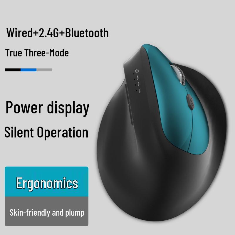 Ergonomic Tri-Mode Silent Vertical Mouse with 2.4G Wireless & Charging Capability