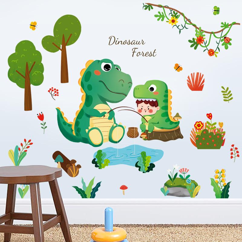 

Украшение детской комнаты наклейки на дверь спальни мультяшные динозавры наклейки на стену обои самоклеящиеся креативные наклейки на стену планировка комнаты 50*70