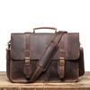 Men's Retro Crazy Horse Leather Crossbody Briefcase - Large Capacity Genuine Cowhide Handbag