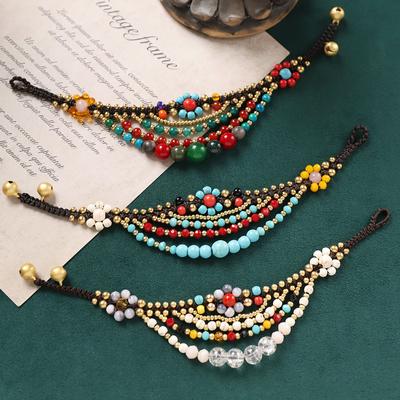 Originelles gewebtes Armband im ethnischen Stil, Retro-Naturstein, mehrschichtiges Armband im böhmischen exotischen Stil