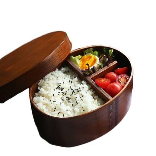 Sylvamorning Bento Box, Solid Wood, Natural Lacquer Finish, Single-Tier Wooden Lunch Box, Cute for Students, Sushi, Handcrafted, Oval, Magewappa Bento