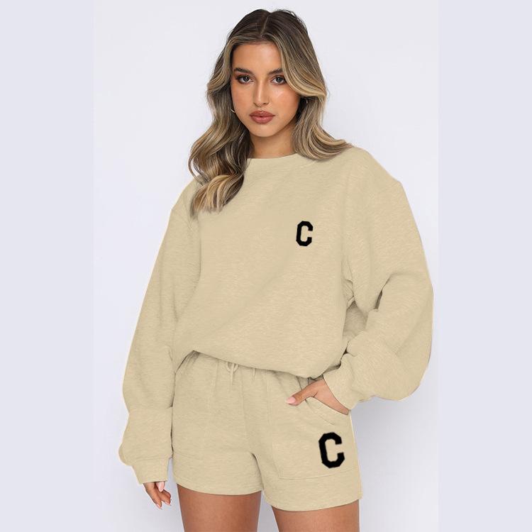 Sweater Sweatpants Suit Women's Autumn and Winter 2026 New Velvet Fashion Letter Casual Running Sportswear Two-piece Set