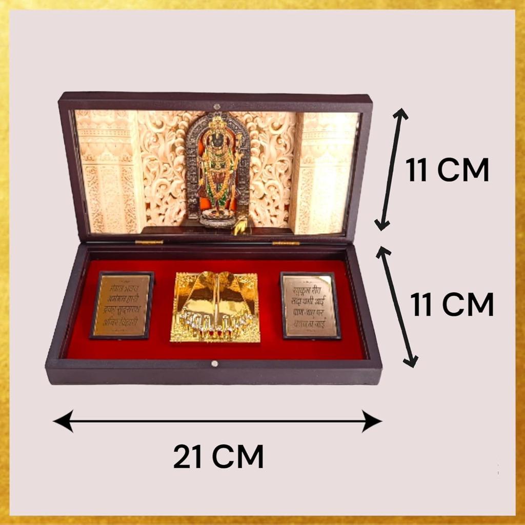 Gold Plated Lord Ram Ji Pooja Box - Premium Gold Ram| Pocket Temple Ram Ji | Unique Home, Office Gift