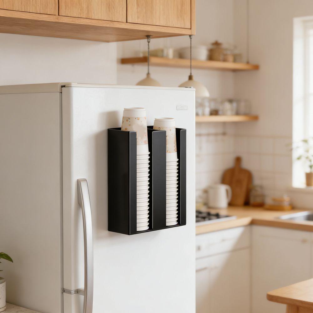 Iron Paper Cup Dispenser Large Capacity Cup Storage Rack Durable Paper Cup Organizer  Refrigerator