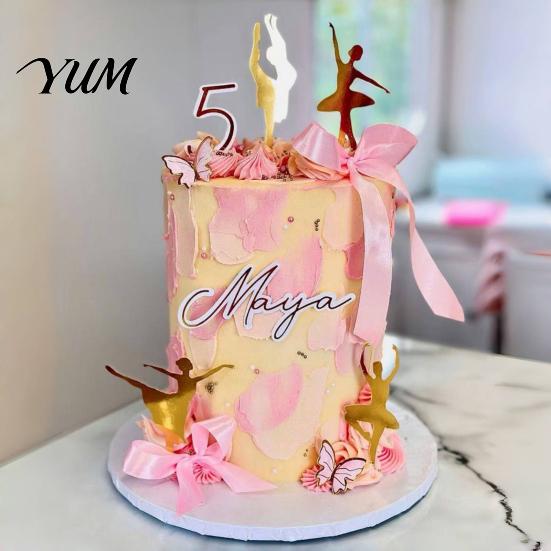 Home Baking Dessert Decorations 6 Pcs Ballet Cake Topper, Acrylic Ballerina Dancing Girl Birthday Ornament Decoration for Anniversary, Baby