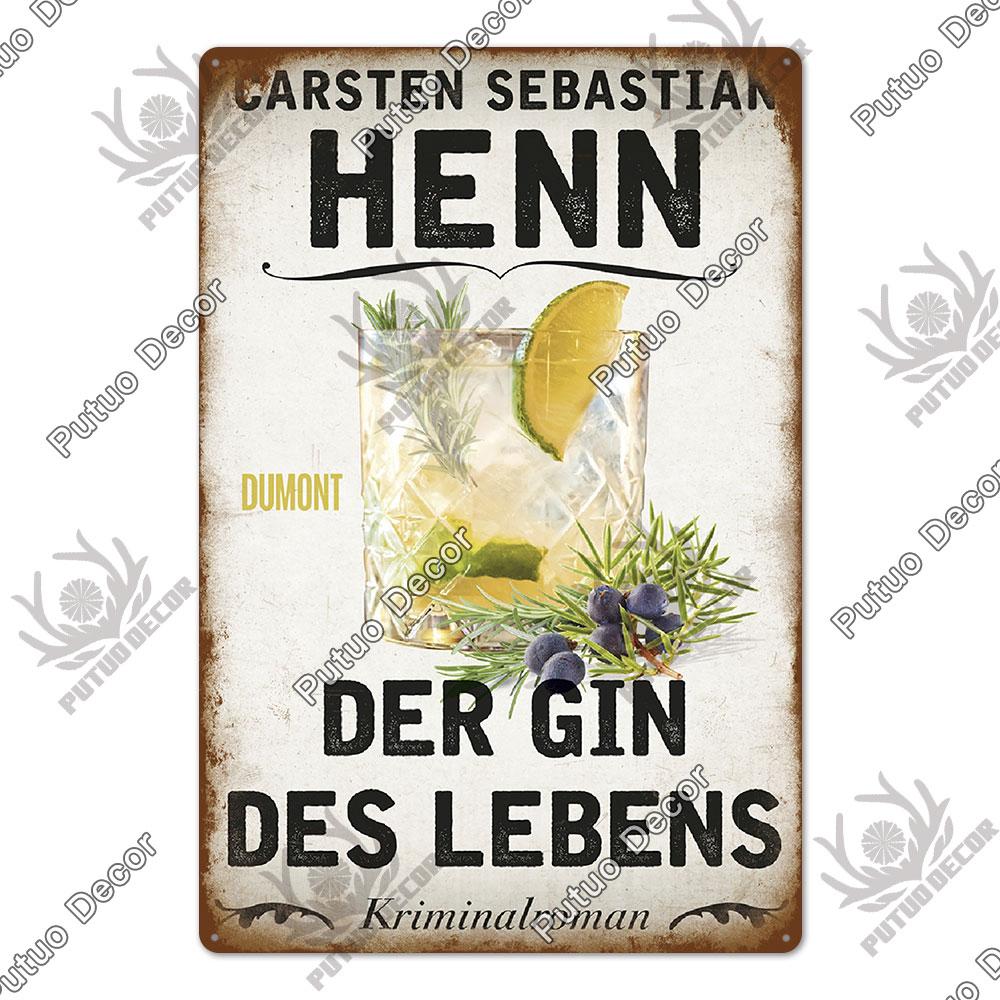 Mfoever Tin Decor Gin Brand Vintage Wine Tin Sign Metal Alcohol Plaque for Home Kitchen Bar Pub Club Man Cave Decoration Wall Decor