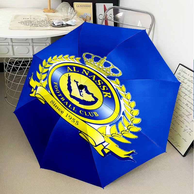 1PC Al-Nassr Football Club Crest Printed Umbrella Folding umbrella, automatic umbrella 8-Frame for Travel, camping Fan gifts Christmas Gifts
