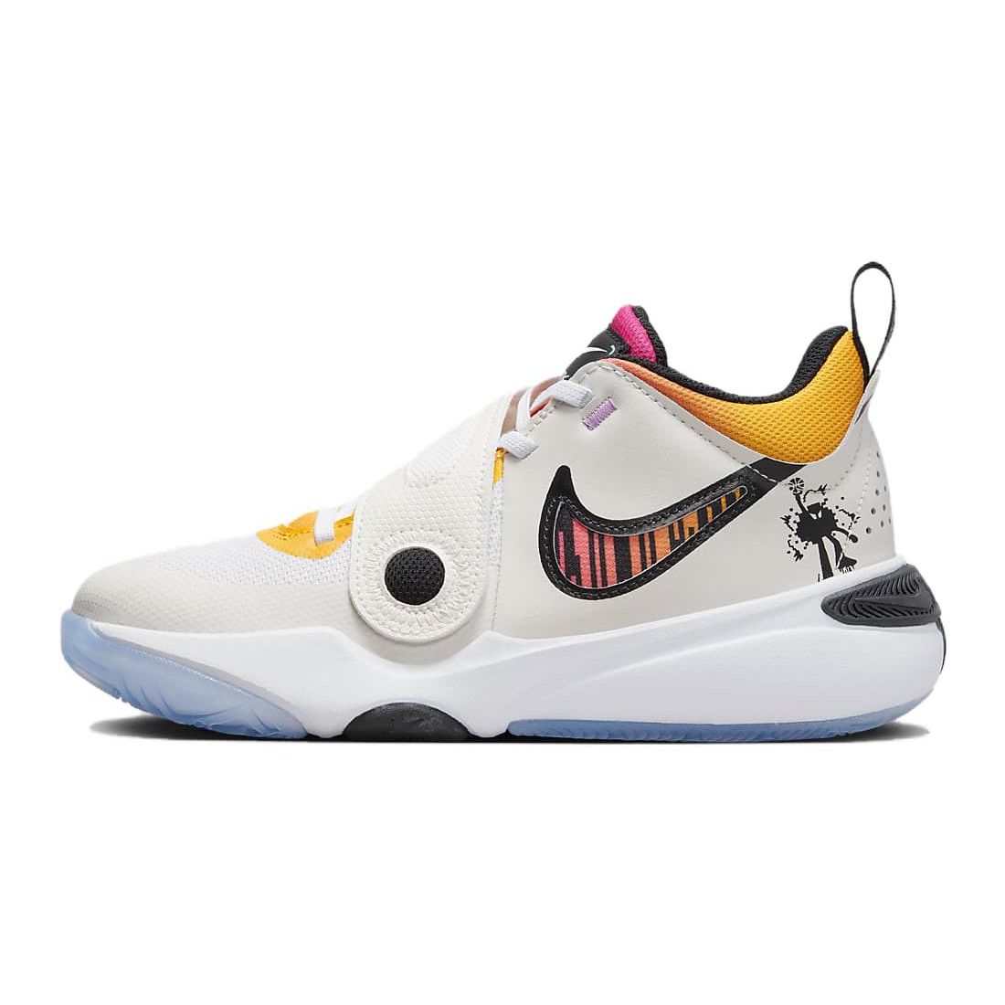 Nike Team Hustle D 11 Big Kids White Phantom Black Basketball Shoes FJ7688-101 38.5