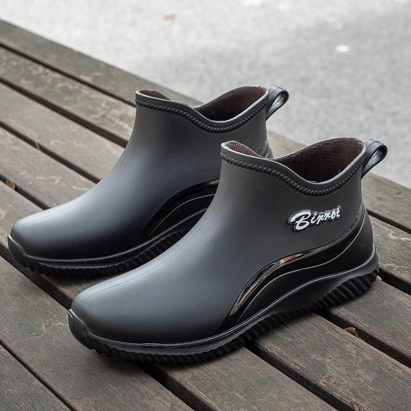 Men's short rain shoes non-slip trend student water shoes thermal rubber shoes kitchen fishing short rain boots women's