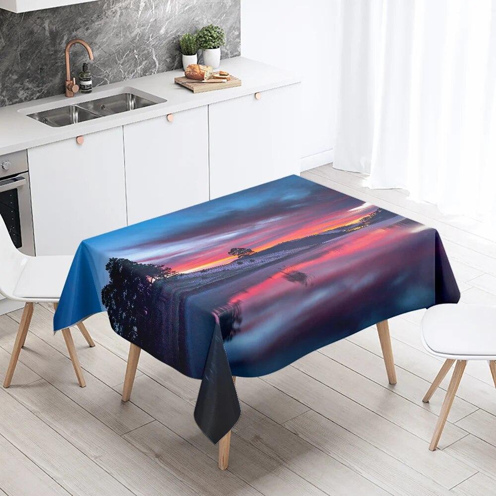 Natural World Landscape Tablecloth Camping  Waterproof Rectangular  Restaurant Table Home Decor