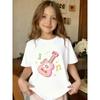European Sizes Cartoon  Guitar Print, Casual Breathable Round-neck Short-sleeve Girls' T-shirt, Spring and Summer, Suitable for Trendy and Cute Girls