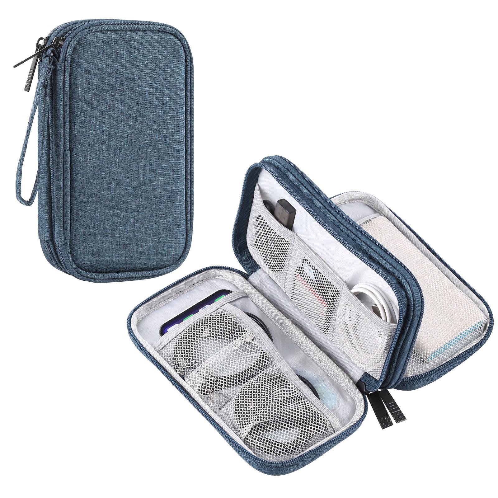 

Oxford Fabric Double Layer Zipper Storage Bag Travel Organizer Electronic Accessories Case Portable Multi Compartment Storage Pouch One Size