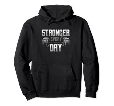 Stronger Every Day | Dumbbell & Barbell | Gym Workout Hoodie