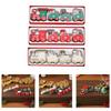 3Pcs Wooden Christmas Train Miniature Holiday Decorations for Tree Tabletop Seasonal Ornaments for Party and Home Use