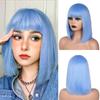 Professional  Short Straight Bob Wig for Women Synthetic Wigs Brown to Blonde Natural Fake Hair Heatresistant Wig Pink Wig With Bangs