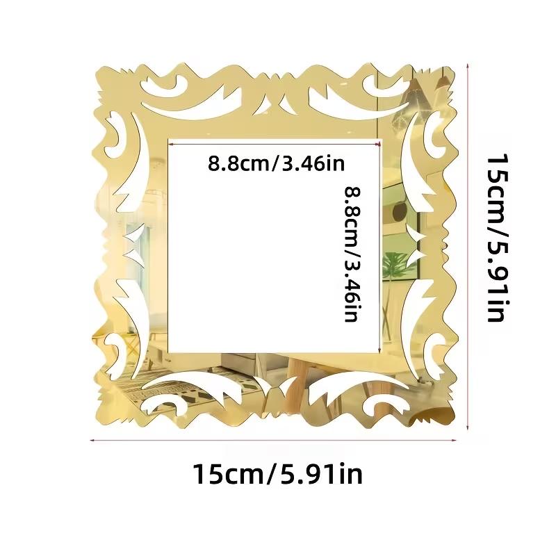 

4/8pcs 3D Mirror Wall Sticker Self-Adhesive Light Switch Cover Stickers on The Wall Home Room Decoration Frame Shape 4pcs золотой