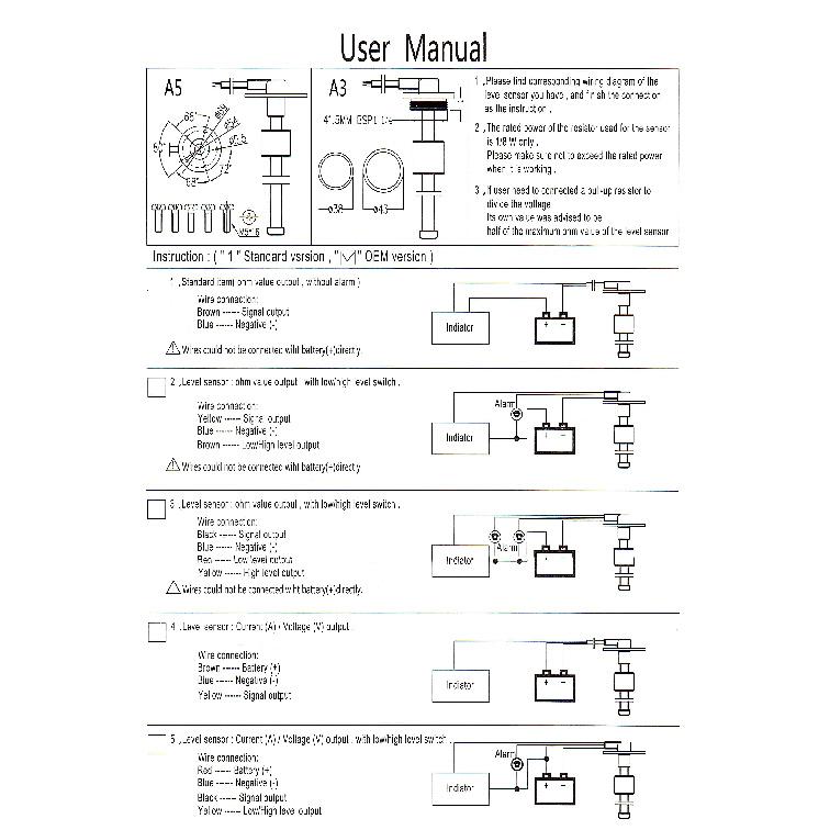Waterproof IP67 52mm Fuel Level Gauge+Oil Level Sensor 200mm 0-190OHM Red LED Oil Tank Meter with Alarm Car RV Camper 12V24V