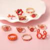Value Ring Fashion Drip Oil Sunflower Love Diamond Combination Tide 12-Piece Ring Women