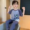 Cotton Short Sleeve Pajama Set Boys Lightweight Sleepwear Cartoon Print Kids Home Wear