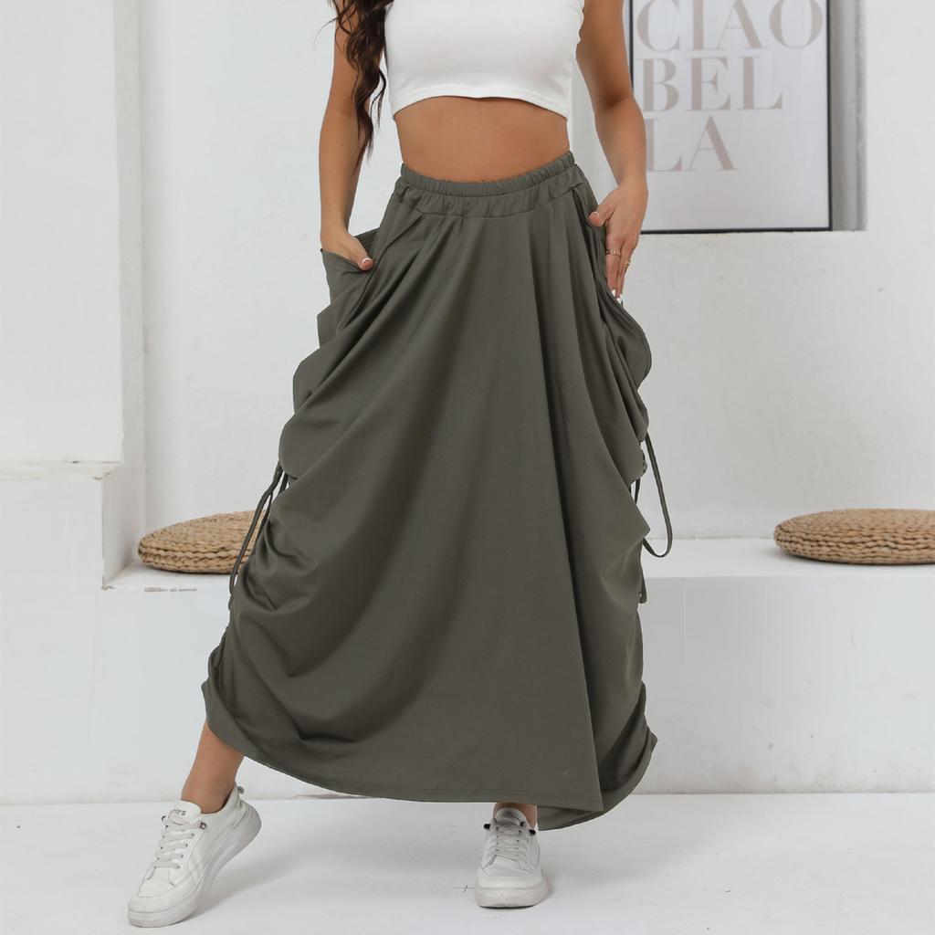 Dam Ytterkläder Statement Dragsko Rynkad Midi Kjol