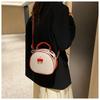 Women Fashion Lychee Pattern Handbag 2025 New Small Round Shoulder Bag Simple Casual Mini Crossbody Backpack