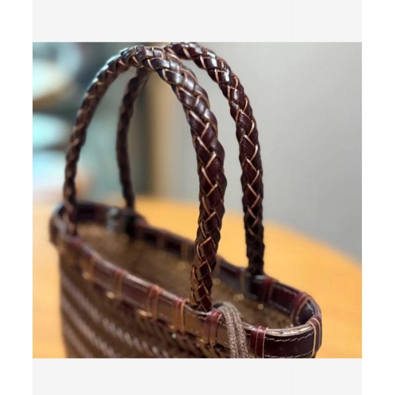 Women's Bag 2025 New Leather Vegetable Basket Work Sundries Portable Small Carry Knitted Shoulder Slung Rattan