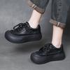 Fashion 4cm Cow Suede Genuine Leather Women Mary Jane Round Toe Flats Comfy Shoes Elthnic Retro Loafer Spring Platform Wedge Rubber