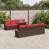 Garden Sofa Set with Cushions and Storage 9 Pieces Brown Poly Rattan