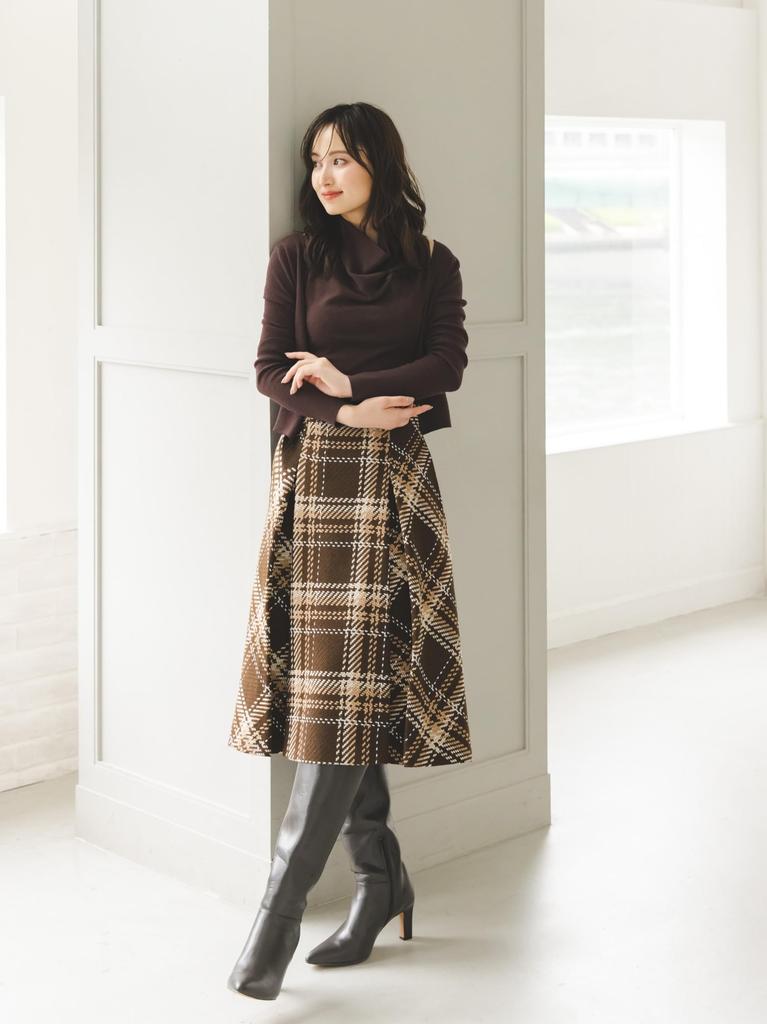 Sus roving check skirt SWFS254144BRW0 mid-length