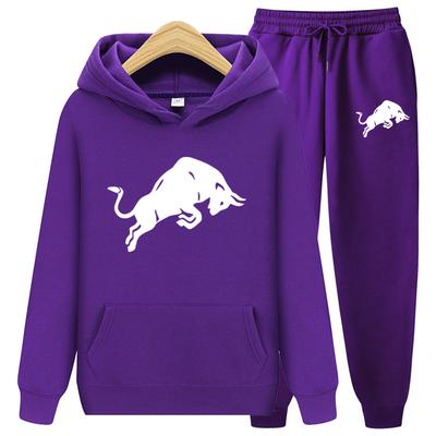 Tuta da donna con motivo toro Abbigliamento sportivo Set due pezzi Felpa con cappuccio stampata da donna Pantalone da tuta Abbigliamento di marca Tuta autunnale Tuta sportiva