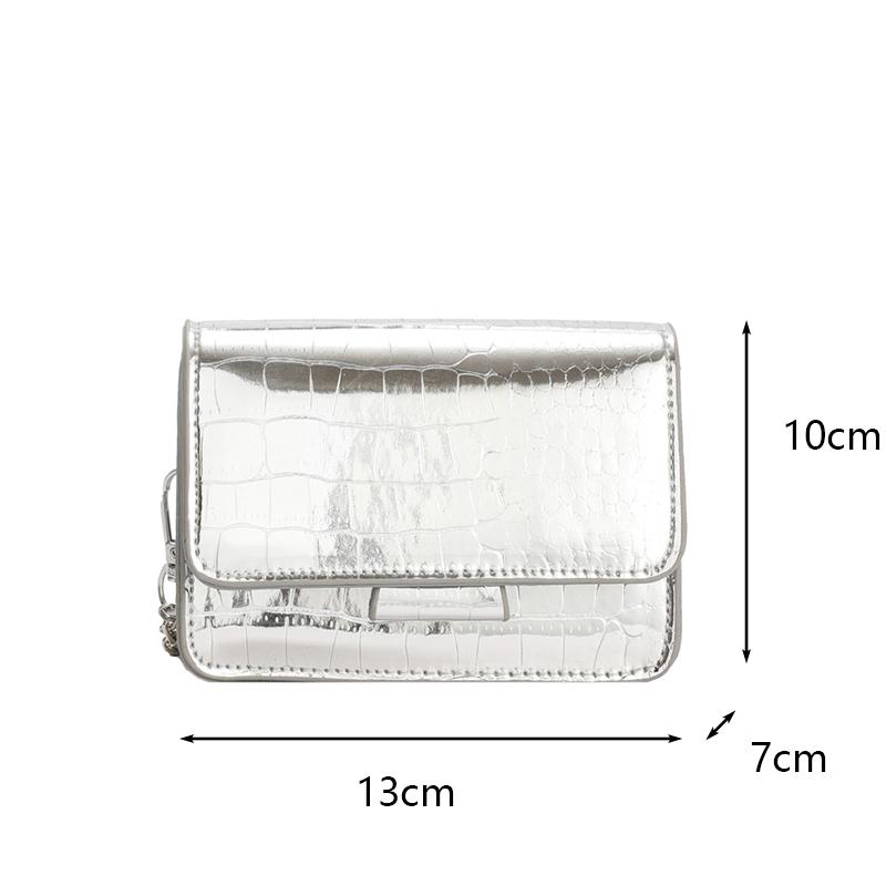 Women Shoulder Handbags Crocodile Pattern PU Leather Trend Designer Chain Hasp Bags Coin Purse Mini Single Square Bag ARI