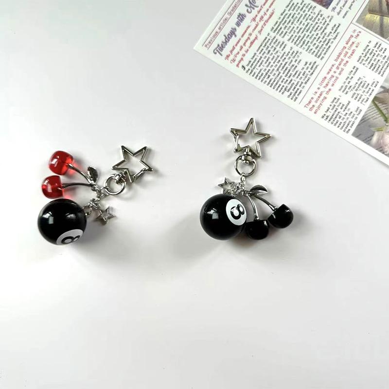8 Ball Fruit Cherry Star Keychain Phone Accessories Y2K Handmade Creative 8 Ball Cherry Keychain Accessories