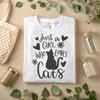 Just a Girl Who Loves Cats Cute Cat Lover T Shirt Mom A150 Vintage Washed Streetwear Casual Top For Everyday Wear Unisex