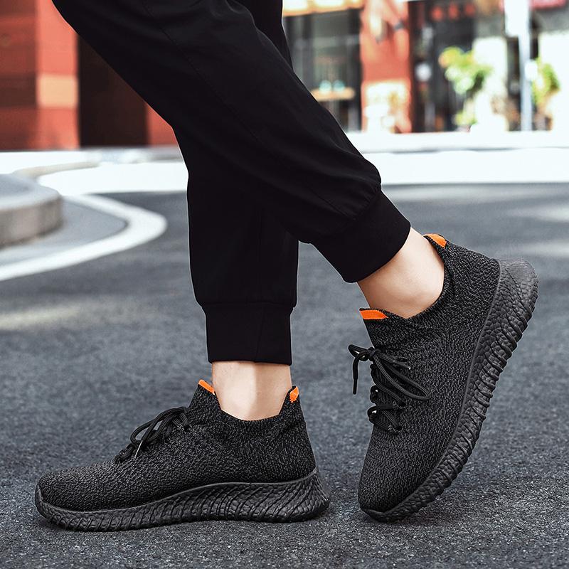 Men's Fashion Breathable Sports Flyknit Mesh Shoes Outdoor Hiking Shoes Tourism Walking Socks Shoes