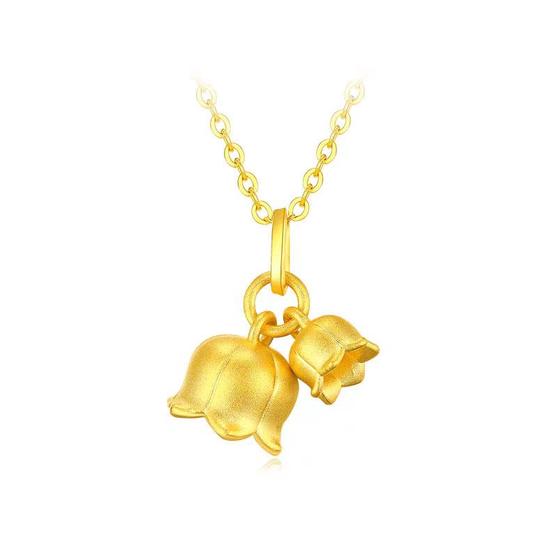 Lily of the Valley Pure Gold 999 Happiness Pendant & Bracelet Set Lily of the Valley ~0.3g