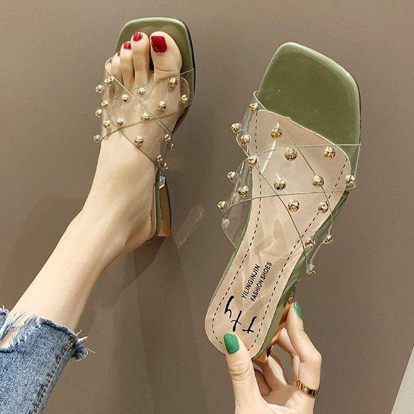 Zapatillas Mujeres Usar De moda Tacón grueso Tacón bajo Palabra Drag  Mujeres Moda Sandalias y Zapatillas Mujeres Zapatillas Transparentes  Mujeres comprar a buen precio — entrega gratuita, reseñas reales con fotos  — Joom