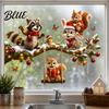 Kids Room Window Ornaments Christmas Animals Clings Raccoon Squirrel Rabbit and Bird on Branch Static Glass Stickers for Decals Bedroom Living
