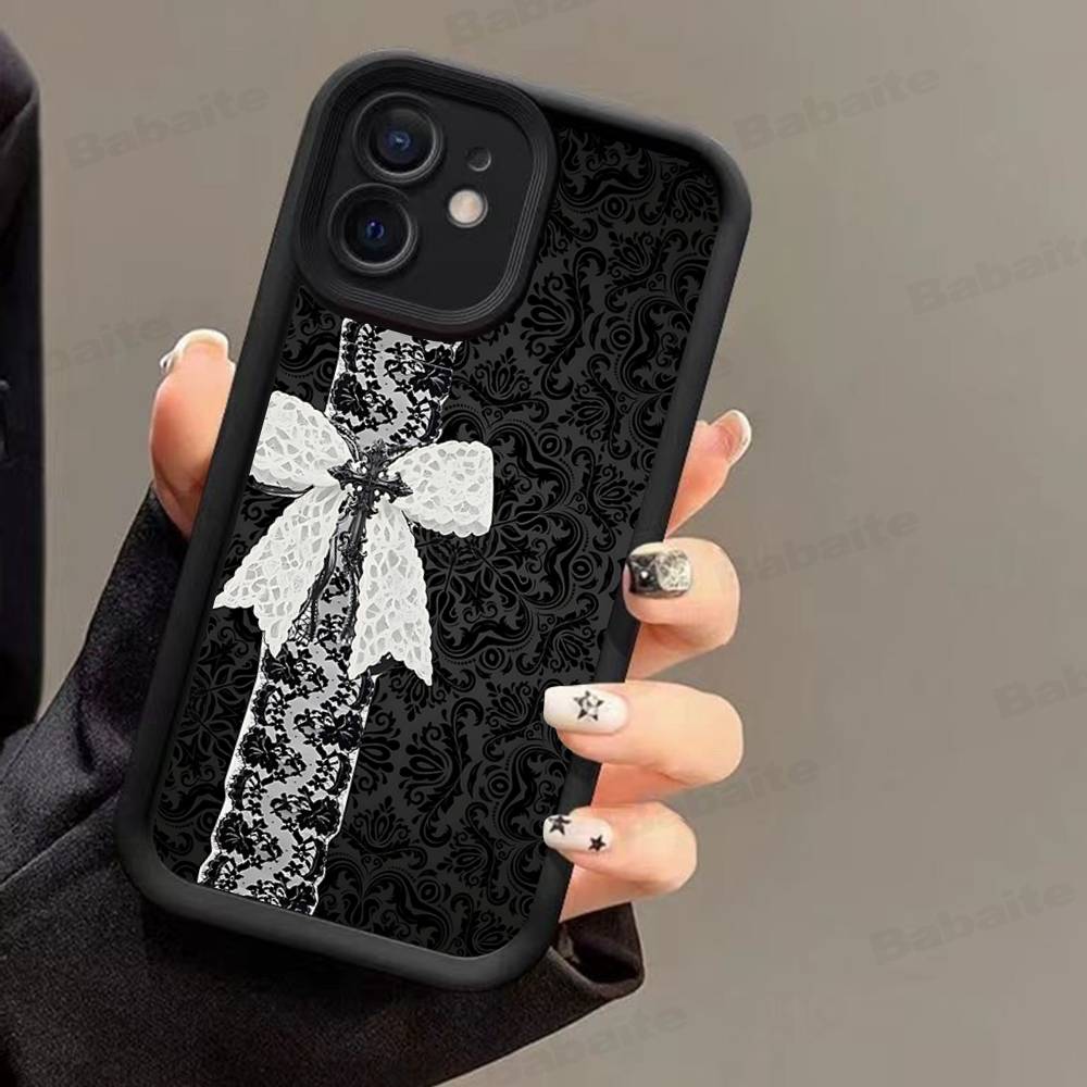 

Black Lace Pattern Personalized Mobile Phone Case For IPhone 17 16 15 13 11 12 14 Pro Max Plus Silicone Cover Shell iPhone 15