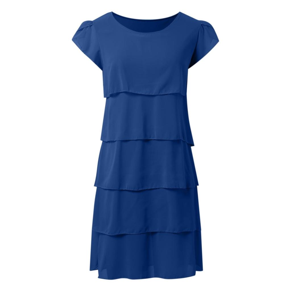 Shot Sleeve  Boho Dress For Women Casual Loose Fit Summer Sundress Solid Dress