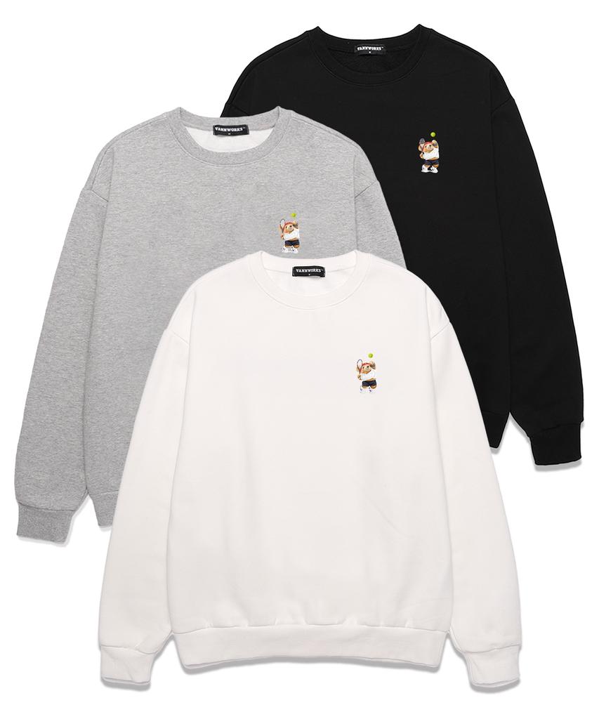 VANNWORKS Tennis Bear Oversized Sweatshirt (Vndts119) White